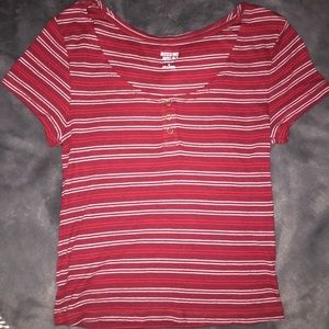Burgundy, Red & White Striped Top